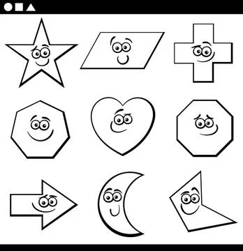 Basic Geometric Shapes colorng page Black and White Cartoon Illustration o... Stock Photos