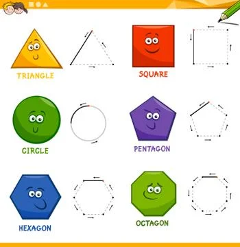 Basic geometric shapes drawing workbook Stock Illustration