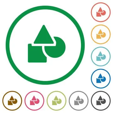 Basic geometric shapes flat icons with outlines Stock Illustration