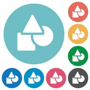 Basic geometric shapes flat round icons Stock Illustration