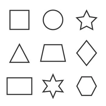 Basic geometric shapes icon set. Vector illustration, flat design. Stock Illustration