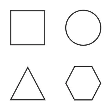 Basic geometric shapes icon set. Vector illustration, flat design. Illustrazione stock