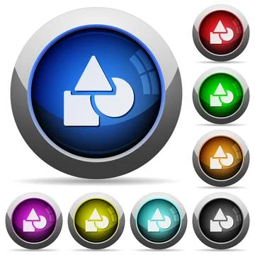 Basic geometric shapes round glossy buttons Stock Illustration