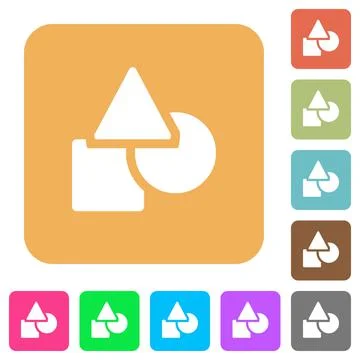 Basic geometric shapes rounded square flat icons イラスト素材