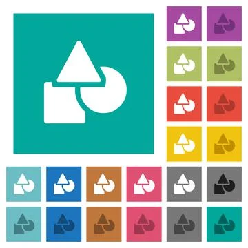 Basic geometric shapes square flat multi colored icons イラスト素材