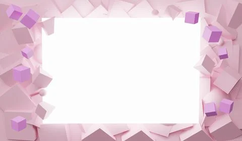 Basic geometric shapes surrounding a shiny empty space. 3D illustration Stock Illustration