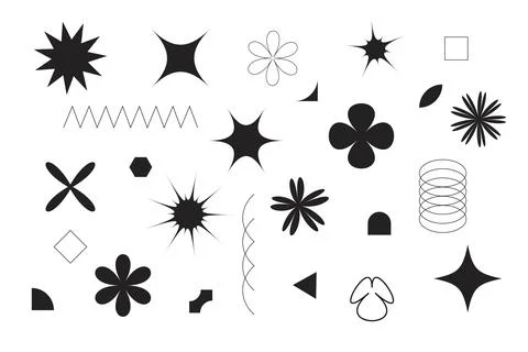 Basic geometric shapes Y2K style Stock Illustration