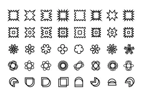 Basic geometric shapes Y2K style Stock Illustration