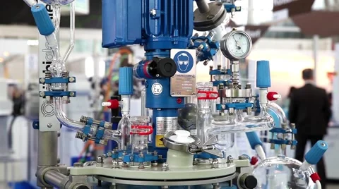Basic Glass Reactor system for Pilot Plants. Chemistry equipment in laboratory Stock Footage 52763458