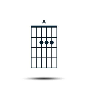 A, Basic Guitar Chord Chart Icon Vector Template Stock Illustration