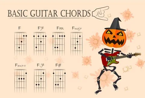 Basic guitar chords ,Vector illustration イラスト素材