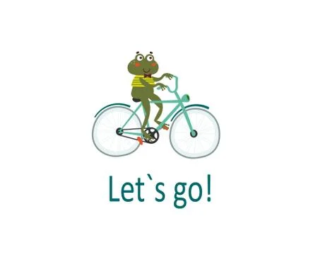 Basic Happy frog riding bike. Pleasure trip concept. Stock Illustration