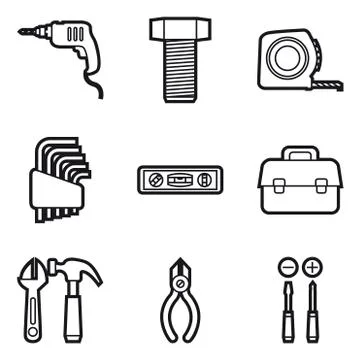 Basic Hardware Tools Stock Illustration