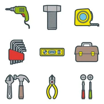 Basic Hardware Tools Stock Illustration