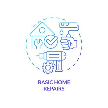 Basic home repairs blue gradient concept icon Illustrazione stock