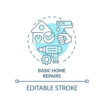 Basic home repairs turquoise concept icon Illustrazione stock