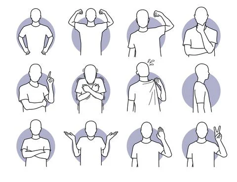 Basic human actions and body languages. Vector illustration of a man with var イラスト素材
