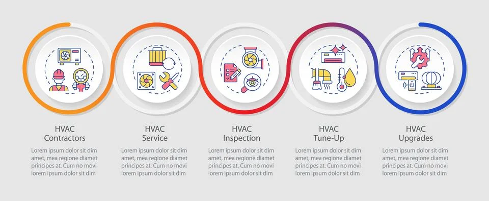 Basic HVAC Services and Improvements loop infographic template Stock Illustration