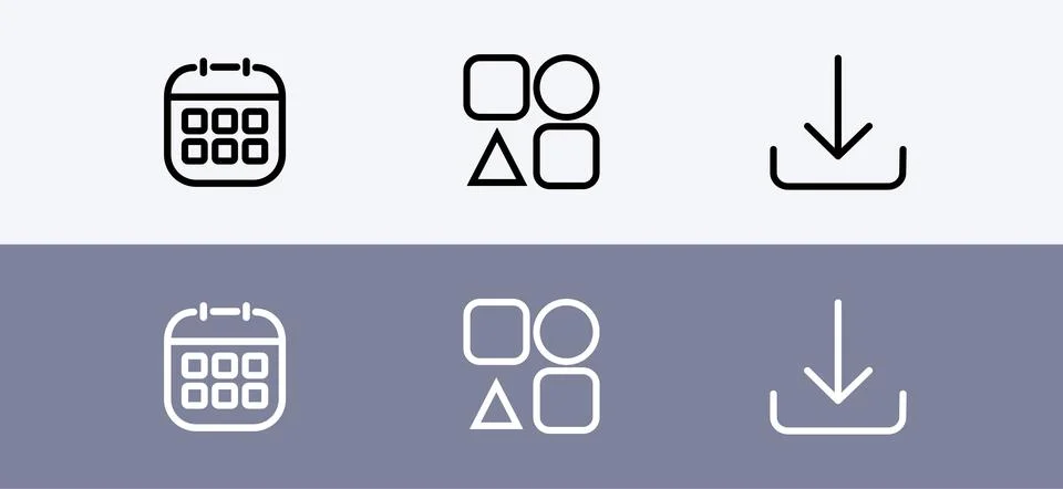 Basic icon pack - calendar , dashboard and download icon Illustrazione stock