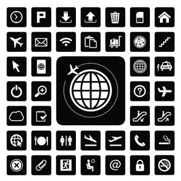 Basic icon set for airport Stock Illustration