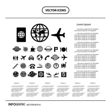 Basic icon set for airport Stock Illustration