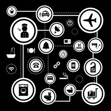 Basic icon set for hotel and travel Stock Illustration