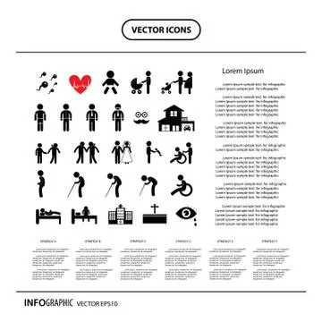 Basic icon set for human life  info graphic Stock Illustration