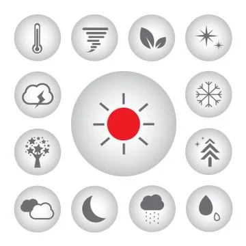 Basic icon set for weather Stock Illustration