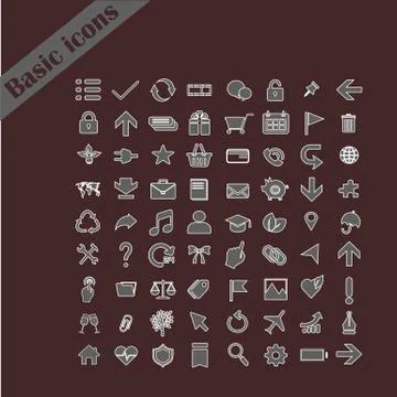 Basic icon sets for business, travel, medicine, commerce, education, ecology, Stock Illustration