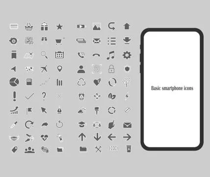 Basic icon for smartphone on gray background Stock Illustration