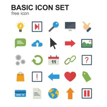 BASIC icons set 스톡 일러스트