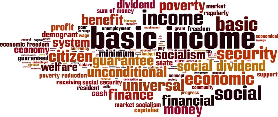 Basic income word cloud Stock Illustration