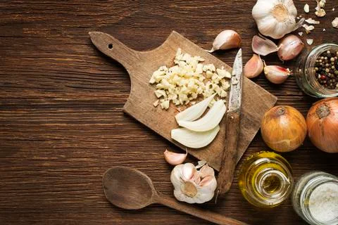 Basic Ingredients and spices for cooking. Stock Photos
