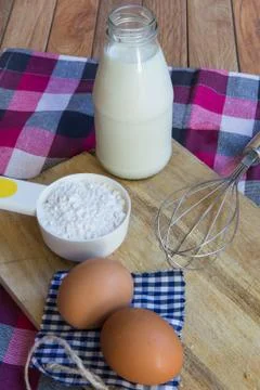 Basic ingredients for baking and dessert. Stock Photos