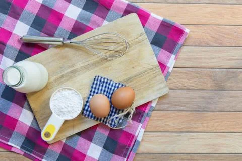 Basic ingredients for baking and dessert. Stock Photos