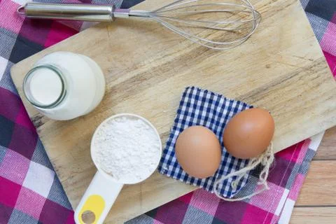 Basic ingredients for baking and dessert. Stock Photos