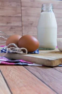 Basic ingredients for baking and dessert. Stock Photos