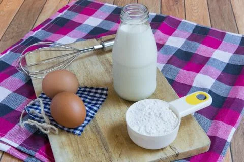 Basic ingredients for baking and dessert. Stock Photos