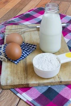 Basic ingredients for baking and dessert. Stock Photos