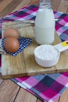 Basic ingredients for baking and dessert. Stock Photos