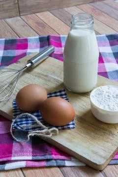 Basic ingredients for baking and dessert. Stock Photos