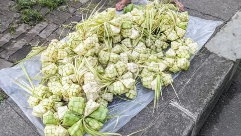The basic ingredients for serving special indonesian dishes for making Ketupat Stock Photos