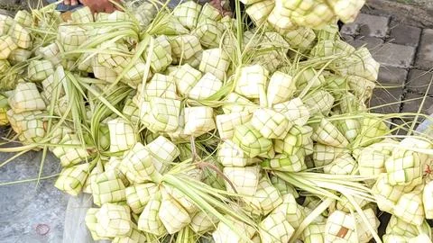 The basic ingredients for serving special indonesian dishes for making Ketupat Stock Photos