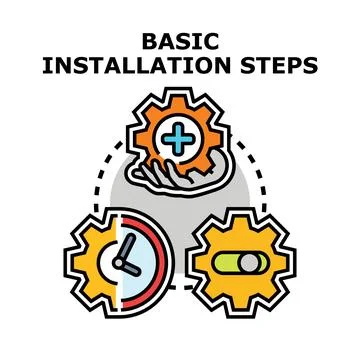 Basic installation steps for process setup concept イラスト素材