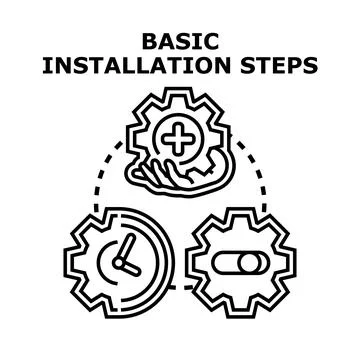 Basic installation steps for process setup concept Stockillustratie