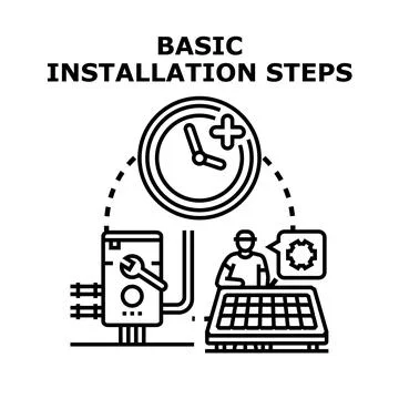 Basic installation steps for solar energy system Illustrazione stock