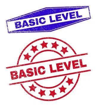BASIC LEVEL Corroded Watermarks in Circle and Hexagon Shapes Stock Illustration