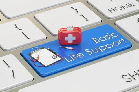 Basic Life Support key on keyboard, 3D rendering Stock Illustration