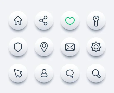 Basic line icons set for web and apps Stock Illustration