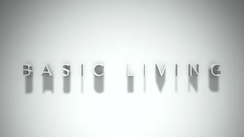 Basic living 3D title animation white text on a white background Video stock 299377794